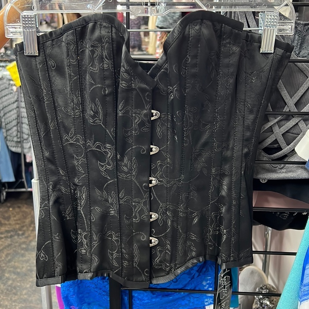 NWT Corset Story Black Flock Corset Size 18”